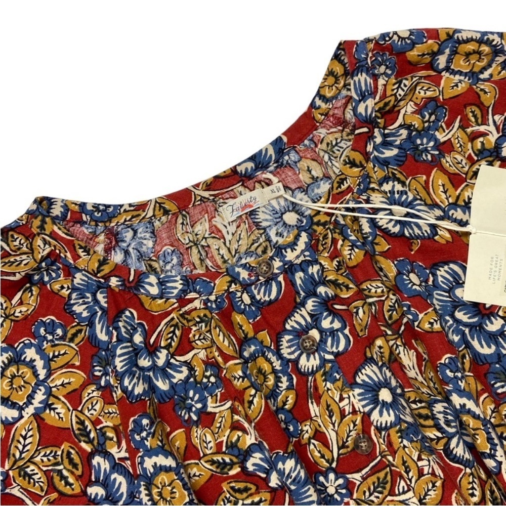 Faherty Women's Carmel Linen Dress in Red Desert Bloom Floral NWT Size XL - Picture 6 of 9